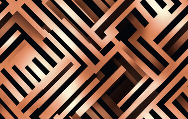 Rose gold and black geometric seamless pattern with luxurious seamless modern design elements