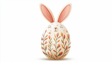 Fototapeta premium Decorative Easter Egg with Rabbit Ears Painted Wide Angle Photography