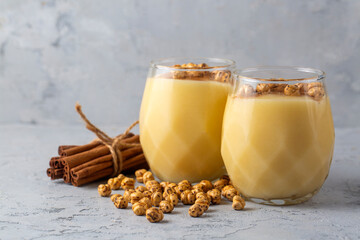 Traditional Turkish drink with roasted chickpea Boza or Bosa