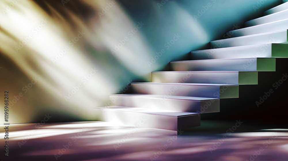Fototapete exploring minimalist elegance with ascending stairs and a dynamic gradient backdrop