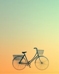 Elegant Silhouette of a Classic Bicycle Contrasting Against a Soft Pastel Gradient Backdrop