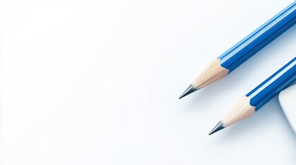 Elegance in Simplicity Pencil and Eraser on a White Surface Highlighting Sharp Focus
