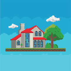 Pixel art of house illustration