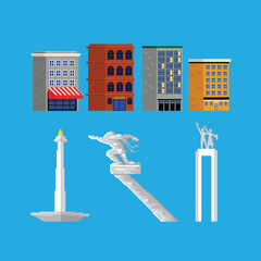 flat design pixel art of urban