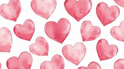 A background of hand-drawn red watercolor hearts, softly blended with light pink hues, offering a romantic and vibrant texture for text overlays
