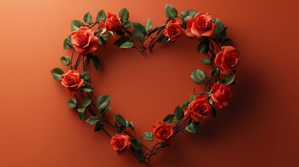 Obraz premium Heart-Shaped Rose Wreath: A Romantic Still Life