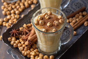 Traditional Turkish drink with roasted chickpea Boza or Bosa