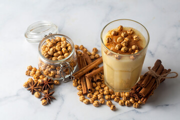 Traditional Turkish drink with roasted chickpea Boza or Bosa