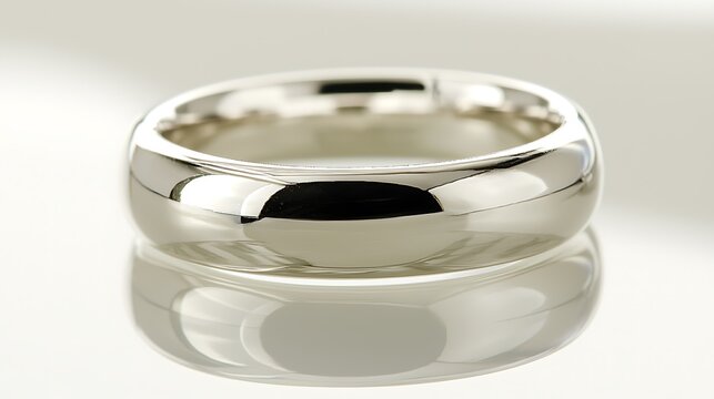 Polished wedding band reflects light, studio shot