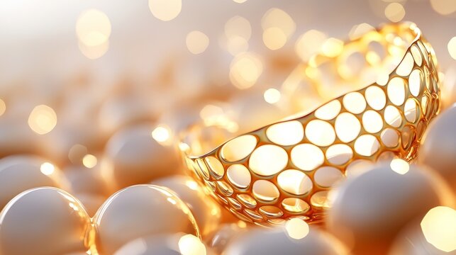 A vibrant composition of silkworm cocoons with subtle golden light, symbolizing rejuvenation and natural skin enhancement