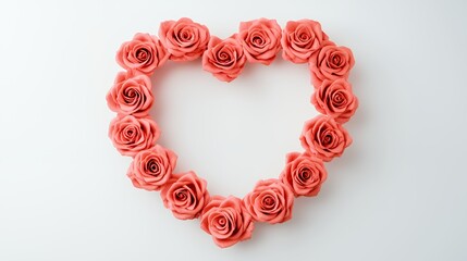 Obraz premium Heart-Shaped Coral Roses: A Romantic Floral Arrangement