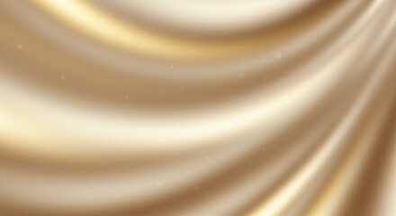 Fototapeta premium Luxurious Golden Silk Drape with Glowing Particles - Elegant Fabric Texture Background