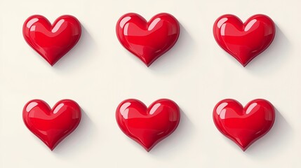 Six Shiny Red Hearts Background Image Perfect for Love Designs