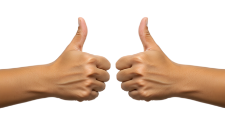 set of two thumbs up hands png, thumbs up isolated on transparent background