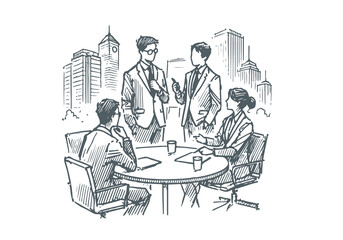 business discussion hand drawn sketch