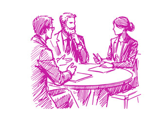 business discussion hand drawn sketch