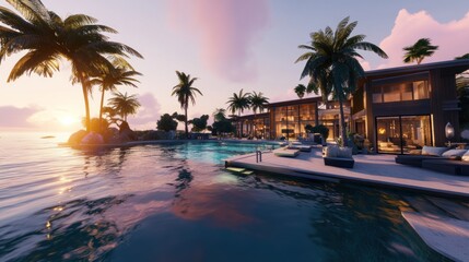 Fototapeta premium Luxury Villa with Stunning Ocean Views