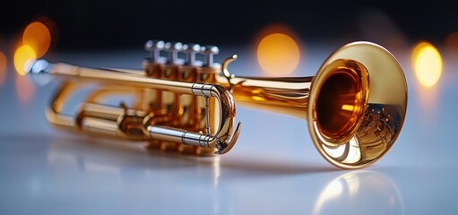 Fototapeta premium Golden Trumpet in the Spotlight: A Musical Masterpiece