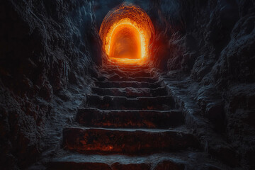 Obraz premium Hell's entrance, the underworld's entrance, and the nether portal