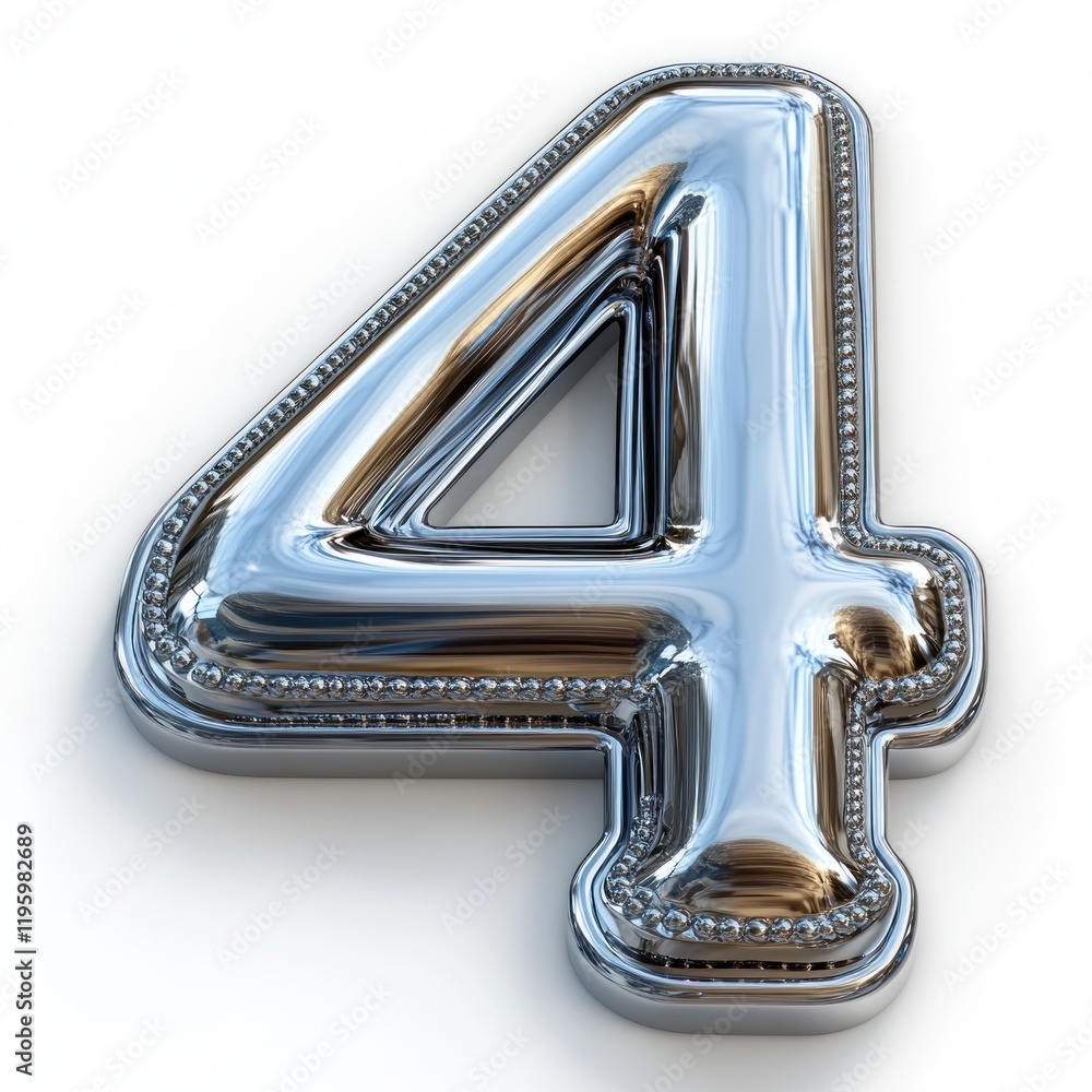 Poster chrome number four: elegant 3d render