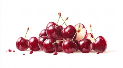 Adorable Cartoon Cherries Standing at Center Angle View