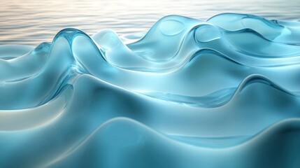 Fototapeta premium Abstract Blue Water Waves: Serenity and Tranquility in Liquid Form