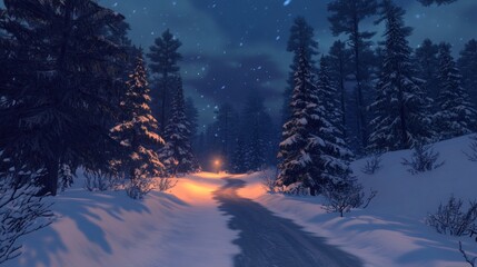 Winter Wonderland: A Snowy Forest Path