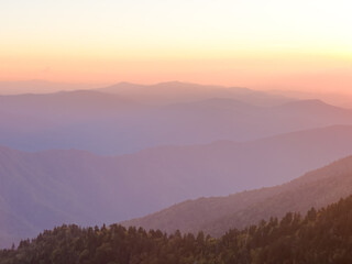Smoky Mountains Turn Purple at Sunset