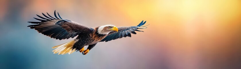 Obraz premium A majestic eagle in flight over a rugged mountain, closeup, powerful and inspirational
