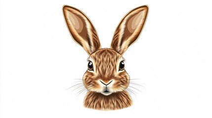 Fototapeta premium Adorable Rabbit Head Cartoon Icon for Design Projects on White Background