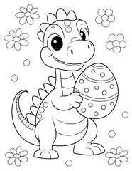 easter dinosaur coloring page. ready to print on standard 8.5x11 inch paper
