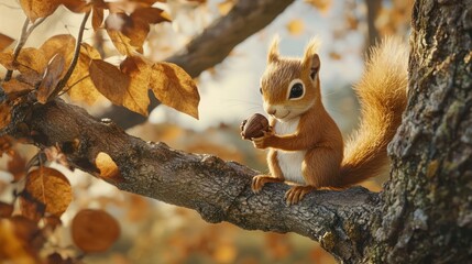 Cute Squirrel on a Branch