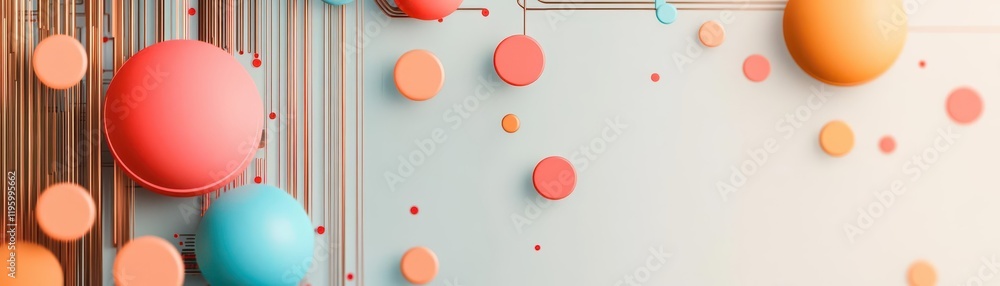 Poster banner design with circuitinspired minimalist patterns, soft metallic tones, modern aesthetic