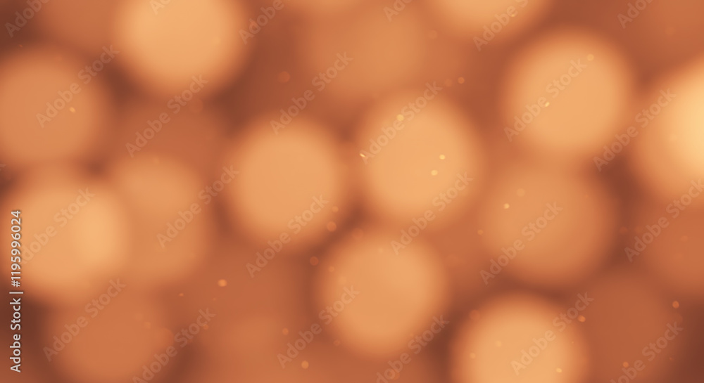 Poster abstract orange bokeh background with glowing lights and dust particles