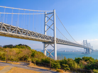 与島PAから見る瀬戸大橋　香川県の坂出市