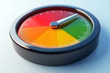 3d Minimal Status Speedometer Icon With Color-Coded Performance Scale and Arrow Indicator. Generative AI