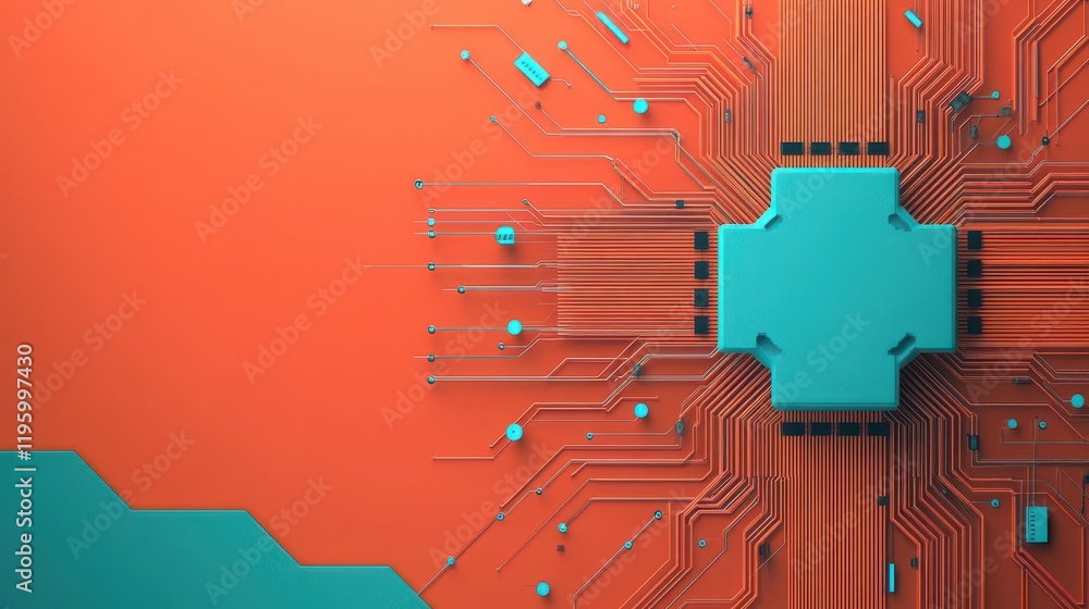 Aufkleber minimalist design with abstract circuits forming symmetrical shapes, clean tech style