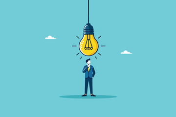 The Spark of Genius, Visionary Businessman Reflecting Beneath an Inspired Glow