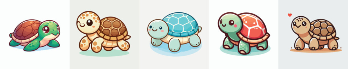 vector collection of cute and adorable turtles