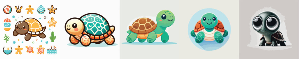 vector collection of cute and adorable turtles