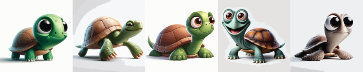 vector collection of cute and adorable turtles