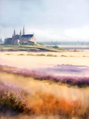 Calais French Landscape Painting Illustration Art	