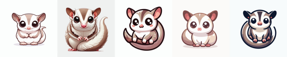 collection of cute and adorable sugar glider vectors