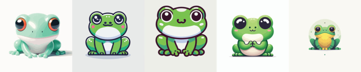 set of cute and frog vectors