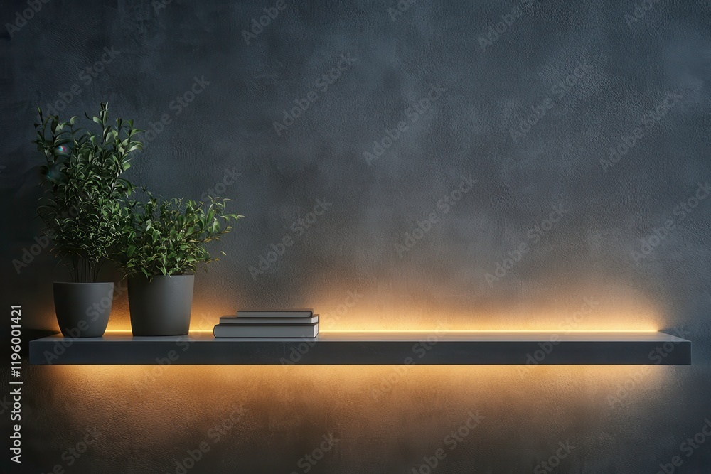 Poster stylish book mockup on a minimalist shelf with soft ambient lighting in a modern interior. generativ