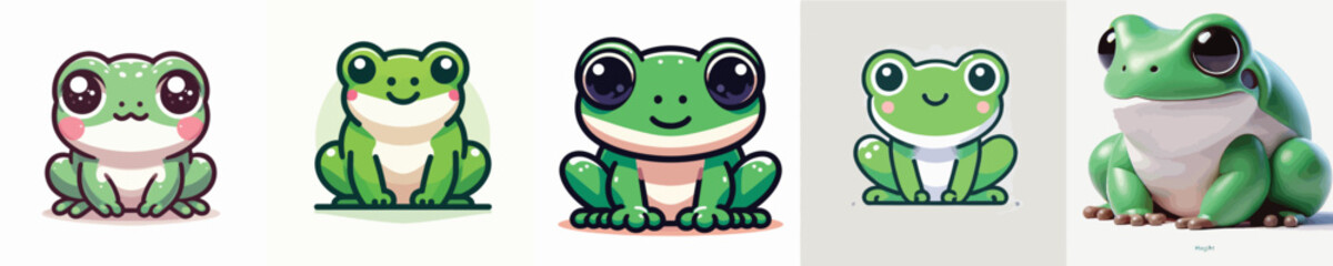 set of cute and frog vectors