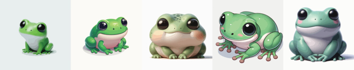 set of cute and frog vectors