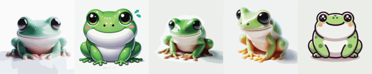 set of cute and frog vectors