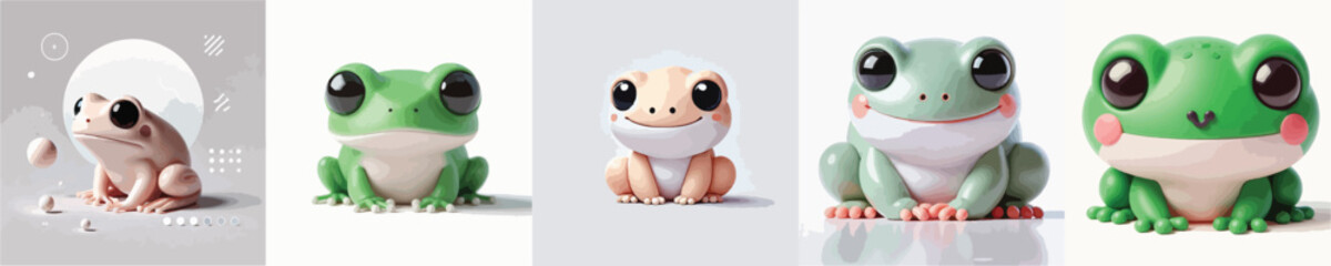 set of cute and frog vectors