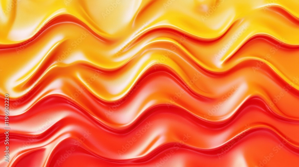 Poster abstract wavy pattern with yellow and red colors